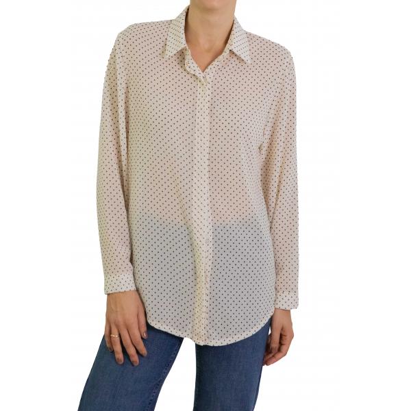 Camicia con pois con colletto e bottoni 